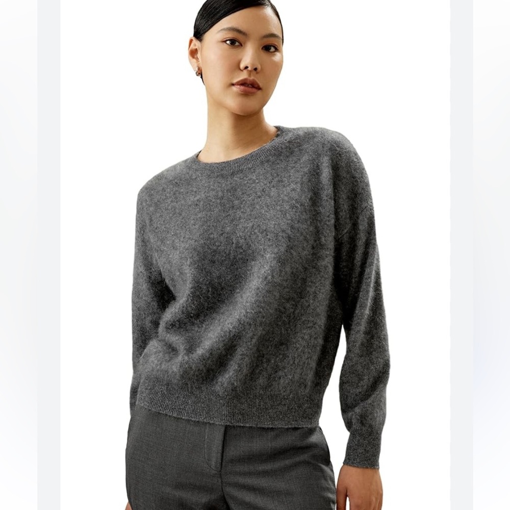 Massimo Dutti Sweater ANTHRACITE GREY-100% Italian Yarn  EUC -SzXs-Oversized